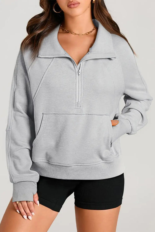 light grey quarter zip sweatshirt