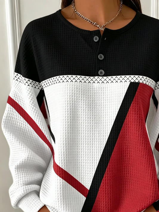 Casual Abstract Crew Neck Long Sleeve Sweatshirt