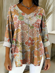 Women's Flowers Floral Patterns Art Casual Washed Denim  Top