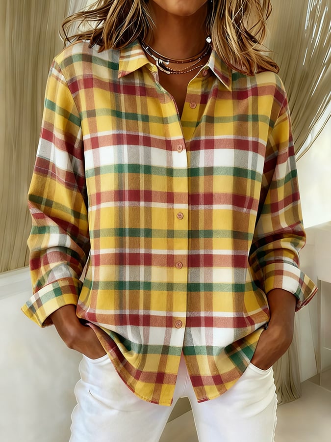 Women's Casual Retro Autumn Plaid Shirt