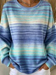 Casual Striped Crew Neck Long Sleeve Sweatshirt
