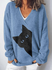 Women's Vintage Cat Knit Sweater