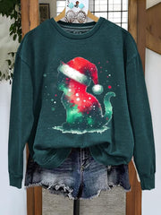 Cat Christmas Art Print Casual Sweatshirt