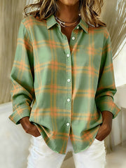 Women's Casual Retro Plaid Print Shirt