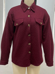 Solid Color Rhomboid Pockets Casual Coat