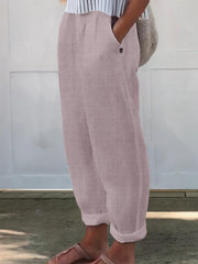 Women's Printed Cotton And Linen Casual Pants