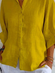 Women's Cotton & Linen Casual Tie-back Shirt