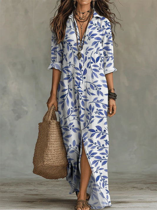 Women's Leaves Pattern-printed Casual Long Dress