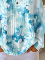 Casual Abstract Henley Collar Long Sleeve Sweatshirt