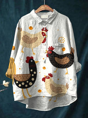 Women's Funny Chick Art Print Casual Cotton Wide Leg Jumpsuit