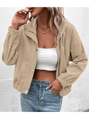 New Autumn and Winter Stand Collar Jacket Corduroy European and American Short Women's Coat
