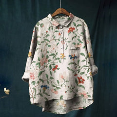 Women's Print Casual Cotton And Linen Shirt