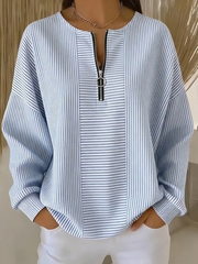 Women Striped Crew Neck Long Sleeve Vintage Daily Fall Sweatshirt