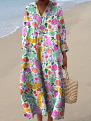 Summer Fruit Repeat Pattern Printed Women's Flowy Dress