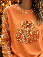 Casual Halloween (pumpkin) Crew Neck Long Sleeve Sweatshirt