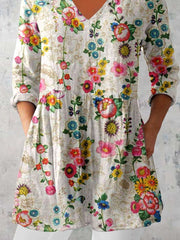 Women's Elegant Floral  V neck Top