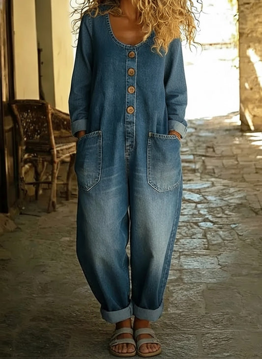CLEARANCE🔥 Women's Casual Cotton Long Sleeves and Denim Jumpsuit