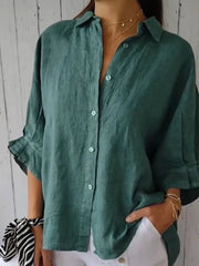 Women's Cotton & Linen Casual Tie-back Shirt