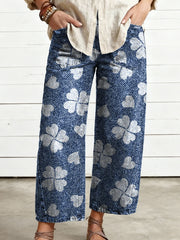 Women's Valentine's Day Heart Art Print Casual Trousers With Pockets