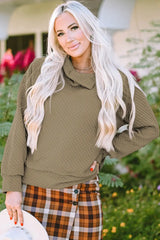 Apricot Quilted Stand Neck Sweatshirt