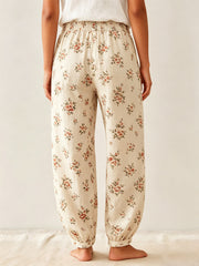 Women's Retro Floral Pattern Art Casual Stylish Cotton Linen Pants