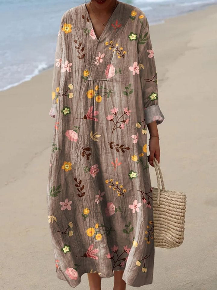 Women's  Flower  Art Print Flowy Dress