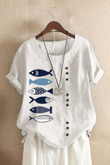 Animal Print O-neck Short Sleeves T-shirt