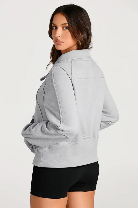 light grey quarter zip sweatshirt
