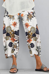 Floral Print with Pockets Casual Pants