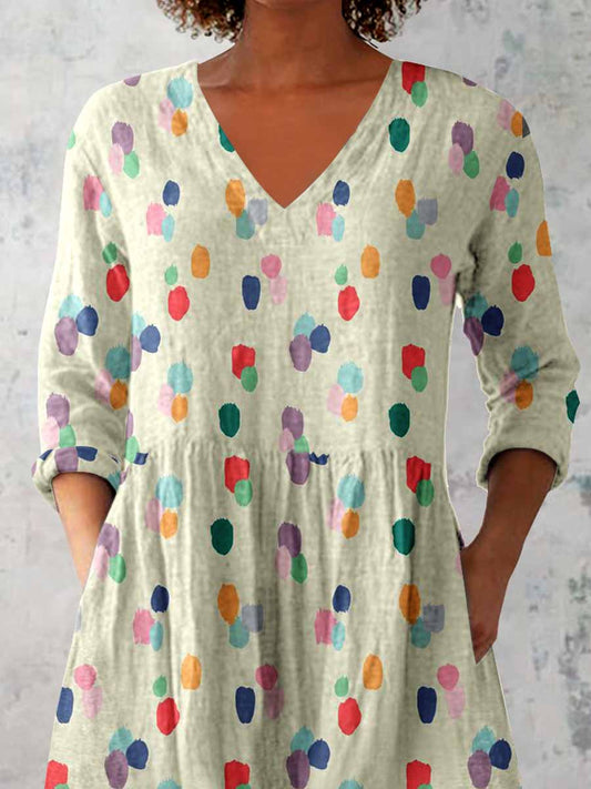 Women's Elegant Polka Dot V Neck  Top