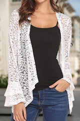 Floral Lace Casual Plain Flared Sleeves Shawl