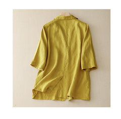 All-match casual button-down cotton linen jacket