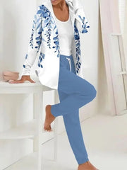 Floral Hoodie Long Sleeve Comfy Two-Piece Set