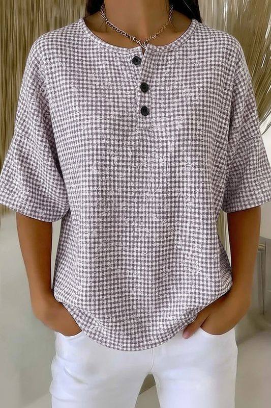 Women's Vintage Plaid Texture Art Pattern Print Casual Waffle Cotton Shirt RSHW3303