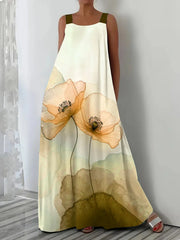 Women Plus Size cross-border spring and summer print suspender pocket dress