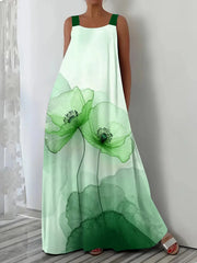 Women Plus Size cross-border spring and summer print suspender pocket dress