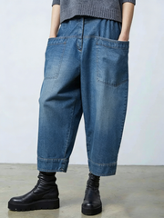 Artistic Cut Cozy Loose-fitting Jeans