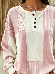 Casual Striped Crew Neck Long Sleeve Sweatshirt
