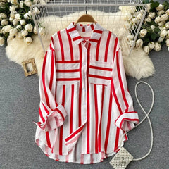 Vertical striped multicolor shirt jacket