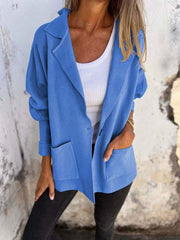 Women's Casual Lapel Neck Jacket With Pockets