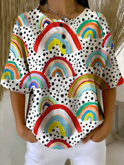 Women's Vintage  Pattern Printed Casual Cotton Waffle Knit Sweatshirt