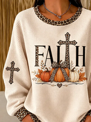 Casual Leopard Crew Neck Long Sleeve Sweatshirt