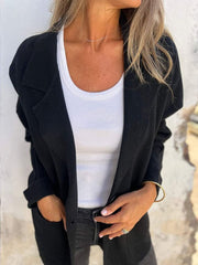 Women's Casual Lapel Neck Jacket With Pockets