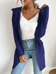 Autumn and Winter Women's Hooded Pit Knitted Sweater Cardigan Jacket
