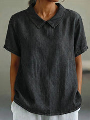 Women's Casual Denim Short-Sleeve Top