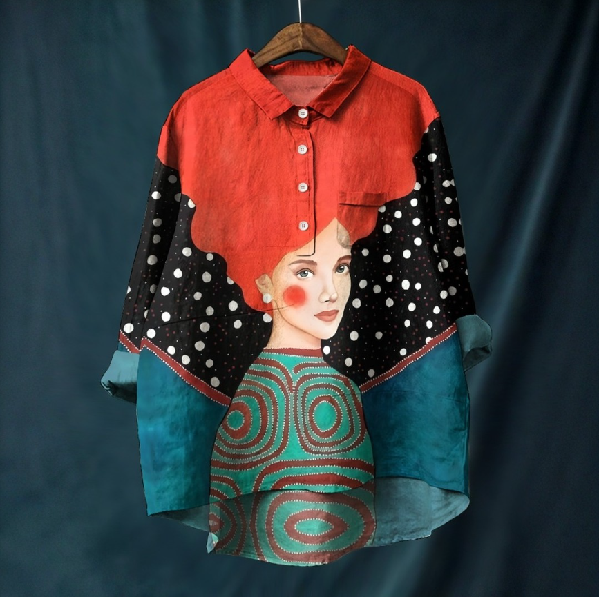 Red Reverie – Vintage Art-Inspired Shirt