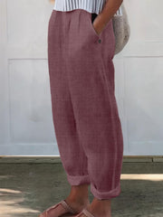 Women's Printed Cotton And Linen Casual Pants
