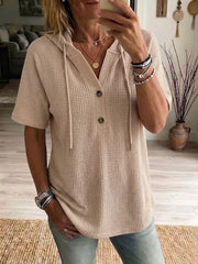 Women's Soft Waffle Knit Hooded Top