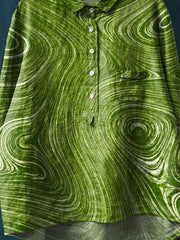 Vintage Striped Pattern Art Print Casual Cotton And Linen Shirt