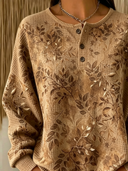 Casual Floral Crew Neck Long Sleeve Sweatshirt